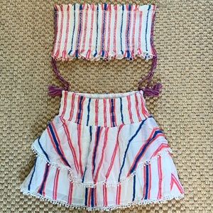 Red Carter Vega Striped Cotton Set in Ivory Multi